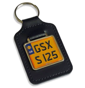 Fits Suzuki GSXS 125 Reg GB Number Plate Leather Keyring for GSX S 125 S125 Key - Picture 1 of 2