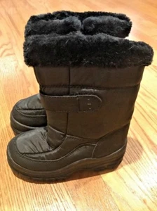 TARGET Brand ALL BLACK FLEECE LINED Winter Trail Snow Boots Girls Shoes Sz 12 # - Picture 1 of 6