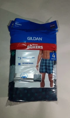 Ropa interior boxer tejida Gildan para hombre, paquete de 4, talla 2XL 4,5" entrepierna nueva Foto 1 de 4