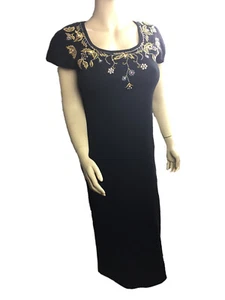 Vintage Carole Little Black Wool Dress with beaded front Size- M - Bild 1 von 3