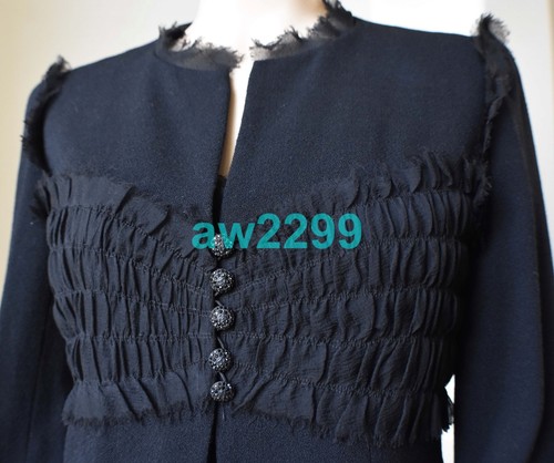 CHANEL 04P 2004 SET 2 PEZZI ABITO E GIACCA IN TULLE NERO FR40 38 GIOIELLATO CC LOGO