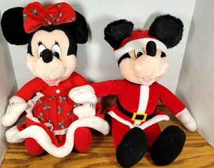 Peluche vintage Disney Natale Babbo Natale Topolino e Minnie imbottito 16"APPLAUSI - Foto 1 di 24