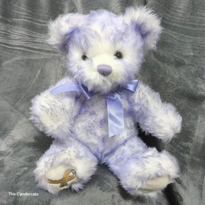 BAB Build A Bear Plufh Toy 2002 Purple Ribbon Cancer Awareness 14 Zoll Weißgold - Bild 1 von 11