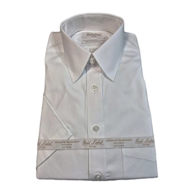 Camisa manga corta Roundtree Yorke para hombre talla 14,5 etiqueta dorada algodón blanca.   52 Foto 1 de 4