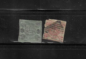 BRUNSWICK GERMAN STATES 1862 lot of 2 stamps Scott #6 1/2 Sgr & #10 3 Sgr Used - Picture 1 of 2