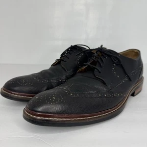 COLE HAAN Black/Brown Textured Leather Wingtip Oxford Shoes Size 10.5 - Picture 1 of 10
