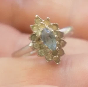 Vintage signierter AJ II silberfarbener blauer Edelstein Ring Größe 5 (523) - Bild 1 von 4