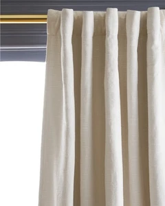 Quince NATURAL Cotton Slub Curtain Panel 48x96" Light-Filtering Lining(4476) - Picture 1 of 7