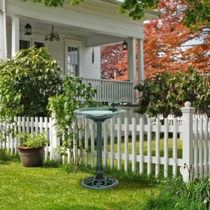 Alpine Corporation 31" Tall Outdoor Antique Flower Birdbath Blue - Picture 1 of 5