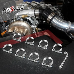 8x 2" Pipe Hose Turbo Intake Intercooler Stainless Steel T-Bolt Clamps 54-63mm - Bild 1 von 7