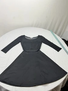 Punk Preppy Gothic Rock Classic Cocktail Black Sheer Mesh Waist Dress XS - Picture 1 of 6