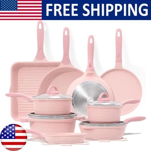 Kitchen Pots Frying Pan Saucepans Set W/ Bakelite Handle Nonstick Aluminum New - Picture 1 of 9