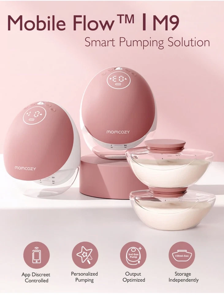 MOMCOZY M9 Mobile Double Milchpumpe Rosa - Bild 1 von 1