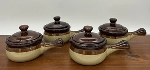 Nice! Vintage Pottery French Onion Soup/Chili Bowl With Handle & Lid~Brown - Picture 1 of 8