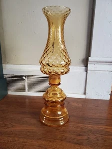 Vintage Mid Century Amber Glass Candle Holder 2 Piece Italy - Picture 1 of 12