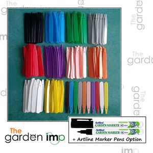 100 4" Coloured Plastic Plant Labels Garden Seed Trays Plugs Pots Tags Markers - Picture 1 of 16