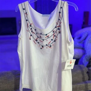 JH Collectibles Women's 1X Multicolor Embroidered Tank Top Sleeveless - Picture 1 of 7