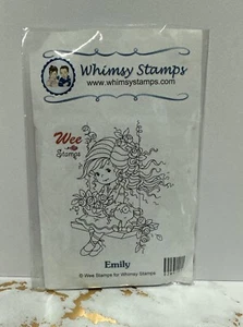 Whimsy Stamps "Emily" Wee Stamps Girl On Swing Puppy SZWS161 - Picture 1 of 2