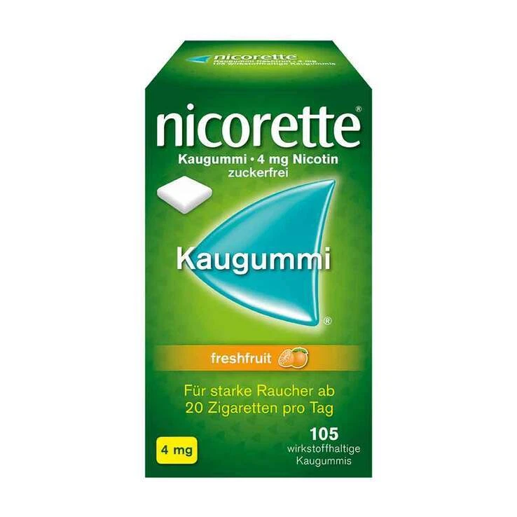 nicorette® Kaugummi freshfruit, 4 mg Nikotin · 105 St · PZN 01642887 169182 - Bild 1 von 1