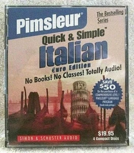 Pimsleur 4 CD Set Quick & Simple Italian Euro Edition 2002 Simon & Schuster NICE - Imagen 1 de 4