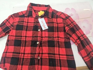 🐻 Cat & Jack Flannel Shirt Unisex Size S 6/6x Red Black Long Sleeve Button up - Picture 1 of 2