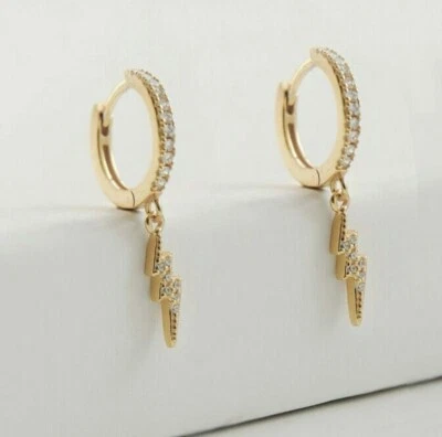 Diamond Hoop Earring For Women 14K Solid Gold Hoop Earring For Christmas Gift. - Image 1 of 4