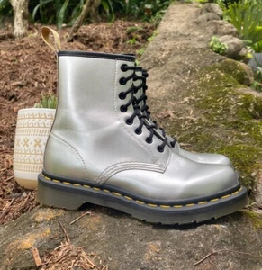 Brand New Chrome Vegan Dr Martens Boots - Picture 1 of 4