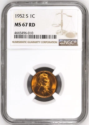 1952 S Lincoln Wheat Cent NGC MS 67 RD, Please take a look! - Image 1 of 4