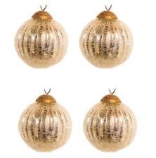 3" Mercury Glass Ball with Ribbed Texture Christmas Ornament Set of 4