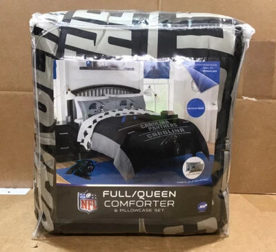 Juego de funda de almohada edredón ropa de cama completa/queen NFL Carolina Panthers Foto 1 de 4