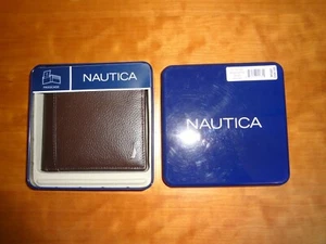 Portafoglio Uomo Nuovo con Scatola Nautica Bifold Pelle Marrone Protezione RFID Multitasche - Foto 1 di 7