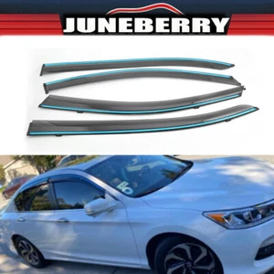 4Pcs For 13 14-16 17 Honda Accord Window Vent Visor Shade Guards W/ Chrome Trim - Imagen 1 de 15