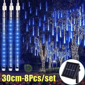 Luz solar de lluvia de meteoritos 144 LED arbol de Navidad Decoracion Exterior - Picture 1 of 11