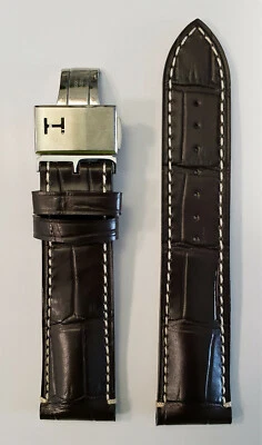 Original Hamilton 22mm RailRoad H406150 H406160 Brown Leather Watch Band Strap - Image 1 of 3