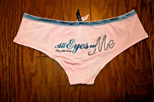 VINTAGE ❤️ S VICTORIA'S SECRET PANTIES ❤️HIPHUGGER CHEEKY SATIN RHINESTONES pink - Picture 1 of 3