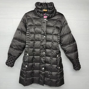 Betsy Johnson Black Puffer Jacket Coat Womens Size L Distressed - Picture 1 of 12