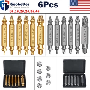 6Pcs Damaged Screws Extractor Set Broken Bolt Remover Speed Out Drill Bits Tool - Picture 1 of 37