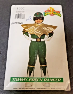 Power Rangers Child's Costume Pattern Tommy Green Ranger Butterick 3662 - Image 1 of 2