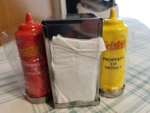 Seinfeld Property Of Monk's Ceramic Salt & Pepper Shakers & Napkin Dispenser Set - Picture 1 of 3