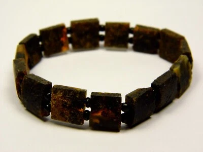 Pulsera Ámbar Báltico 6.8" Marrón Negro Hombre Mujer Sin Pulir Natural 6353 Foto 1 de 4