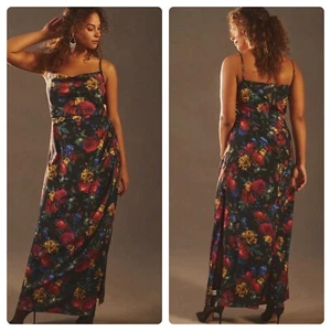 Anthropologie Hutch Pleated Floral Print Maxi Dress Black/Multi UK 16 RRP £160 - Picture 1 of 23