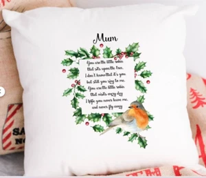Personalised Christmas Robin Memory of a Loved One Cushion Cover Gift Idea - Picture 1 of 3
