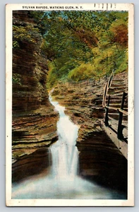 AK Sylvan Rapids Watkins Glen, New York White Border gestempelt 1932 - Bild 1 von 4