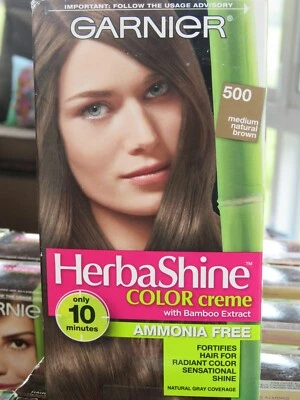 GARNIER HERBASHINE COLOR CREME HAIR COLOR 500 COCONUT SHELL MEDIUM NATURAL BROWN - Image 1 of 3