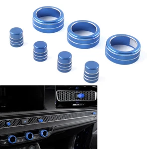 7x Switch Knob Ring Cover Trim For Honda Civic 11th 2022+ For CRV 2023-2024 Blue - Picture 1 of 9