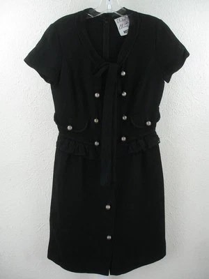 Mujer 8 De Colección Años 90 Moschino Barato y Chic Pequeño Vestido Negro Peplum Italia Lazo Foto 1 de 4