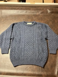 Quill’s Woolen Market Ireland Blue Men’s XL Heavy Cable Knit Fisherman’s Sweater - Picture 1 of 7