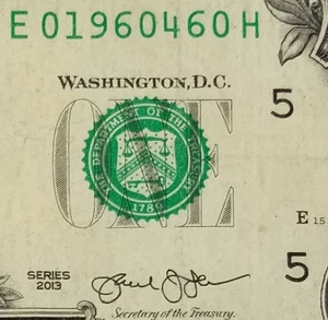Birthday Note April 6, 1960 E H Fancy Serial Number US $1 Dollar Bill 2013 - Picture 1 of 11