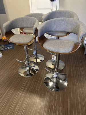 Lumisource Vintage 32 pulgadas Taburete de Bar Ajustable Mod en Nogal y Gris Claro Foto 1 de 4