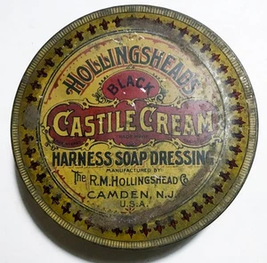 Vintage 1930er Hollingshead's Castile Cream Harness Soap Dressing Full 15 oz Dose - Bild 1 von 5